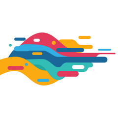 Vibrant Abstract Wave Design with Flowing Multicolored Shapes on White Background for Modern Creative Projects