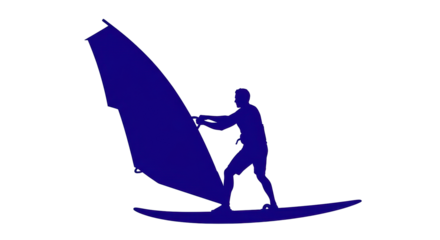 Isolated Windsurfer Silhouette Illustration