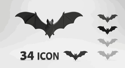 Fototapeta premium 3D Bat Icon Set 34 High-Quality Vector Illustrations for Design Projects