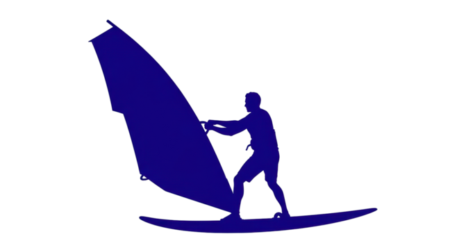 Isolated Windsurfer Silhouette Illustration