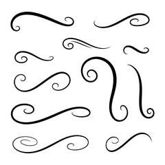 Elegant decorative swirl line elements set for design and ornament projects