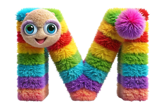 Letter M in Doodle Style Shaped as a Festive Birthday Muffin with Happy Frosting-Filled Face – Isolated on Transparent Background, PNG, AI Generated