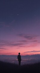 Fototapeta premium Man twilight horizon person.