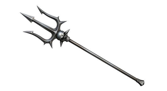 Isolated Trident with Skull