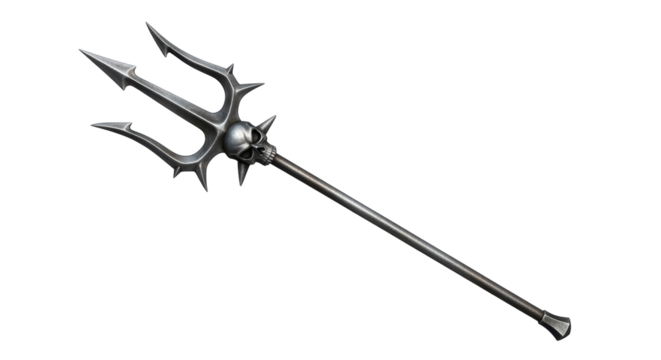 Isolated Trident with Skull