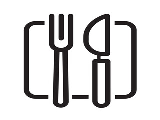 Minimal restaurant cutlery icon in clean simple vector artwork
