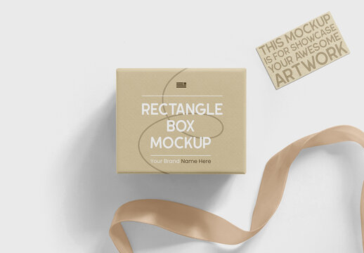 Gift Box with Label Mockup