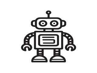 Naklejka premium Minimal robot head icon in simple vector line drawing