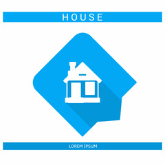 Design icon. House icon symbol in flat. House symbol design in flat with shadows. Stock vector.
