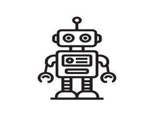 Robot futuristic icon illustration in elegant clean line design