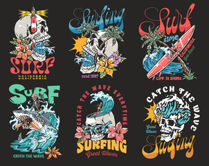 Vibrant coastal culture in surfing art