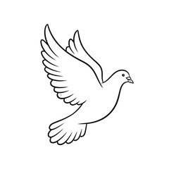 White Dove Flying with Open Wings Against a White Background Symbolizing Peace and Freedom