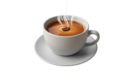 Isolated Coffee in White Cup with Saucer