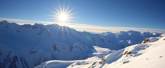 Sun-drenched Andes peaks, pristine snow, Chilean ski resort, mountains, snowy