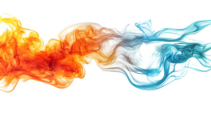 Vibrant intense fire with dynamic flames and heat waves against a stark isolated on a transparent background