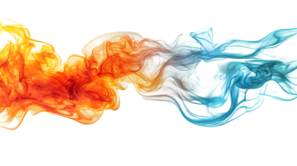 Vibrant intense fire with dynamic flames and heat waves against a stark isolated on a transparent background