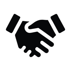 A black and white logo of a group of people shaking hands