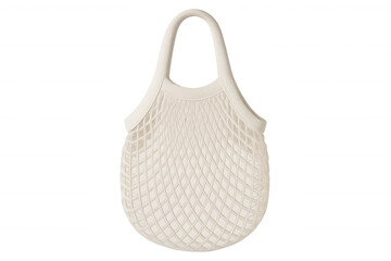 Sustainable white net shopping bag highlighting eco-friendly zero waste practice against transparent backdrop