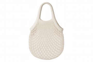 Sustainable white net shopping bag highlighting eco-friendly zero waste practice against transparent backdrop