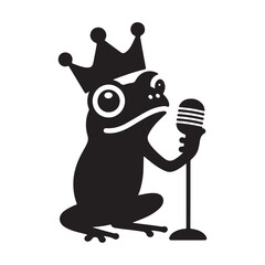 Cartoon Frog Character with Microphone