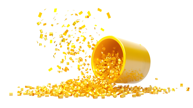 yellow Party Popper Emoji icon with confetti isolated on a transparent background - Powered by Adobe