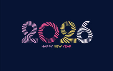 2026 number design with line. 2026 New Year with modern color 
