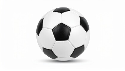 Obraz premium High-quality image of a traditional black and white soccer ball on a plain white background, ideal for sports-related content.