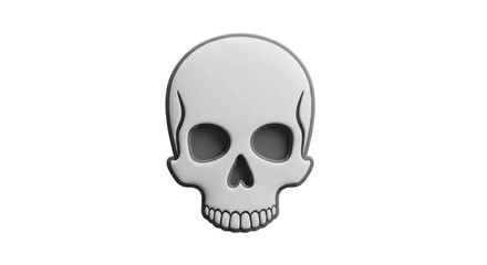 Fototapeta premium Simple illustration of a grey skull against a white background, highlighting its skeletal structure and hollow eye sockets