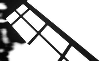 Sharp, high-contrast architectural shadows forming an intricate grid from minimalist beams on a transparent background with clear copy space, direct high-key lighting, concept of modern precision