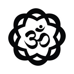 Sacred Om Symbol Vector Illustration Representing Peace, Meditation, Spiritual Awakening and Divine Energy