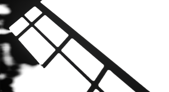 Sharp, high-contrast architectural shadows forming an intricate grid from minimalist beams on a transparent background with clear copy space, direct high-key lighting, concept of modern precision - Powered by Adobe