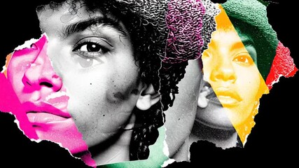 Abstract portrait collage showcasing vibrant artistic expression - Powered by Adobe