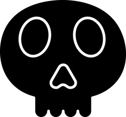 Skull Glyph Icon Solid Halloween Spooky Symbol for Party, Event, Web and Branding. Solid skull glyph icon for Halloween themes, horror parties, spooky events, posters, banners, apps, and social media.