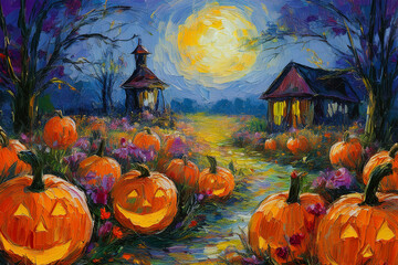 halloween background with pumpkins