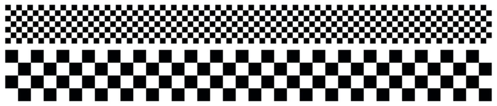 Black and white checkered line seamless pattern, checkered chessboard, racing stripe speed, Racing flag finish line. dynamic lines, competition, automotive graphics,