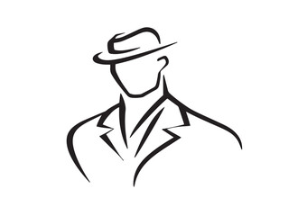 Minimal Human Silhouette Symbol in Clean Vector Line Style