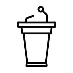 Microphone on top the podium is rectangular in shape and has a flat base