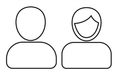 Simple outline of a man and woman user profile icon simple person iconography clean symbol representation for general use
