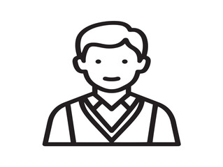 Minimal student character icon in clean outlined vector style