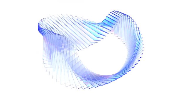 Abstract glass shape on a white background, 4k seamless loop animation, 3d render