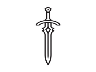 Powerful Ancient Sword Symbol Icon in Modern Minimalist Vector Art