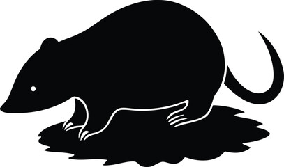 digging mole vector silhouette illustration