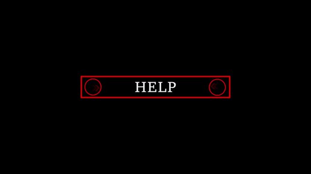 Glowing white text cursor animation pointing towards help button in looping with transparent text cursor animation pointing towards button in looping with transparent background animation.