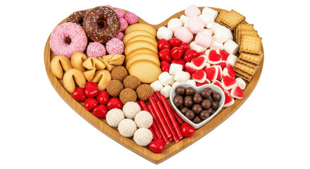 Isolated Heart-Shaped Sweet Treats Platter