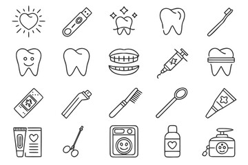 Dental Care Icons 20+ Line Art Illustrations for Websites and Apps