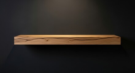 Solid Wood Floating Shelf Beautifully Displayed on a Dark Wall