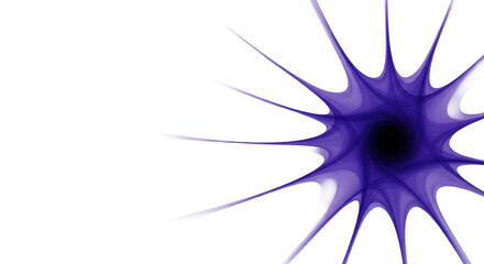 Deep indigo vortex with soft violet radial waves subtly unfolding on a transparent background, ample copy space. Serene abstract concept of contemplation and mystery