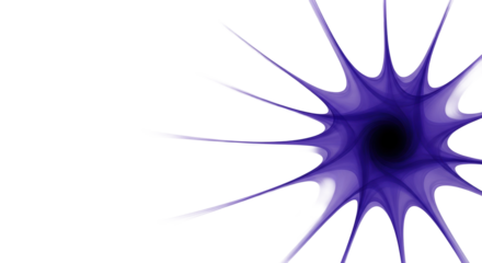 Deep indigo vortex with soft violet radial waves subtly unfolding on a transparent background, ample copy space. Serene abstract concept of contemplation and mystery