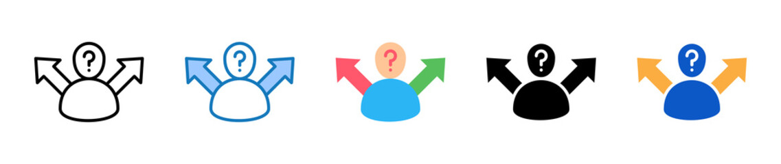 Decision Making multiple style icons set design vector illustration. 