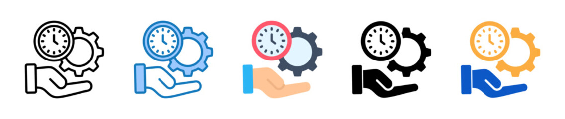 Time Management multiple style icons set design vector illustration. 